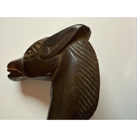 Brass Equestrian Smiling Horse Head Top Handle for Walking Stick Cane Vtg Rare - Picture 4 of 7